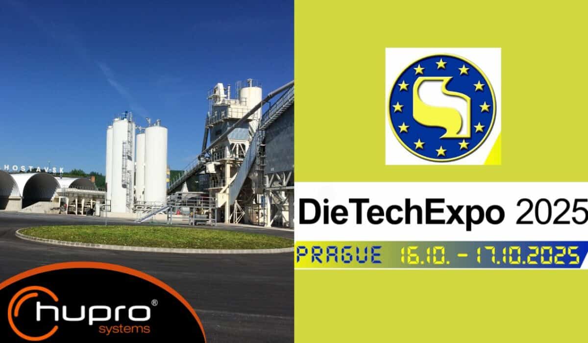 Obloukové montované haly HUPRO SYSTEMS SE a veletrh DieTechExpo 2025 v Praze – moderní průmyslová řešení a obalové technologie.