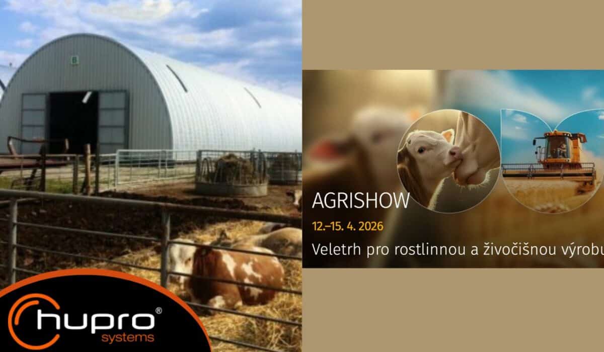 Propagace zemědělského veletrhu AGRISHOW 2026 v Brně a oblouková montovaná hala HUPRO SYSTEMS SE