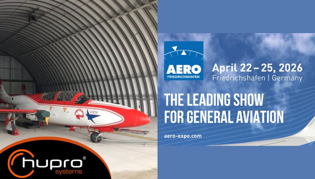 Aero Friedrichshafen 2026 – představení veletrhu všeobecného letectví a ukázka letadla v obloukovém hangáru HUPRO SYSTEMS SE.