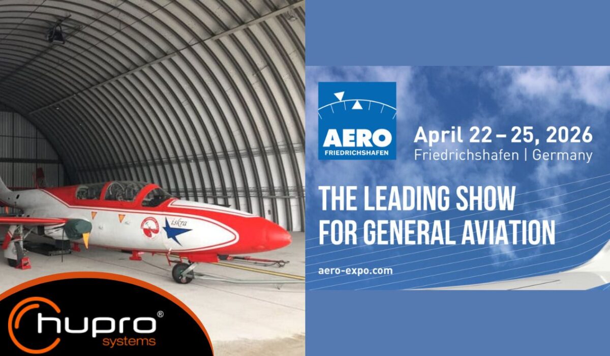 Aero Friedrichshafen 2026 – představení veletrhu všeobecného letectví a ukázka letadla v obloukovém hangáru HUPRO SYSTEMS SE.