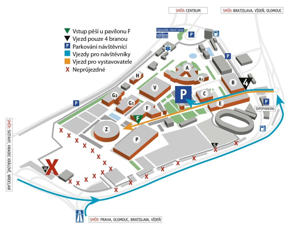 Mapa areálu BVV Brno pro VeteránTechna Brno 2026